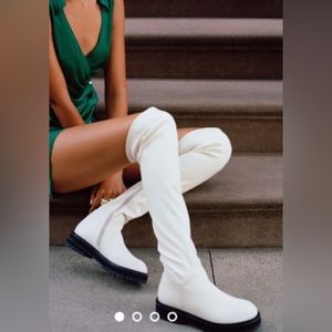 Urban Outfitters Thigh High White Boots- size 8